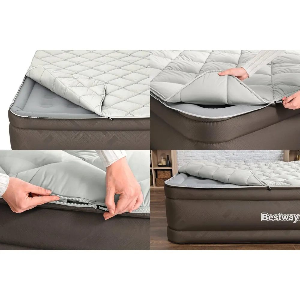 Bestway - Tough Guard/Fortech Materasso gonfiabile con copertura con cerniera e pompa elettrica integrata