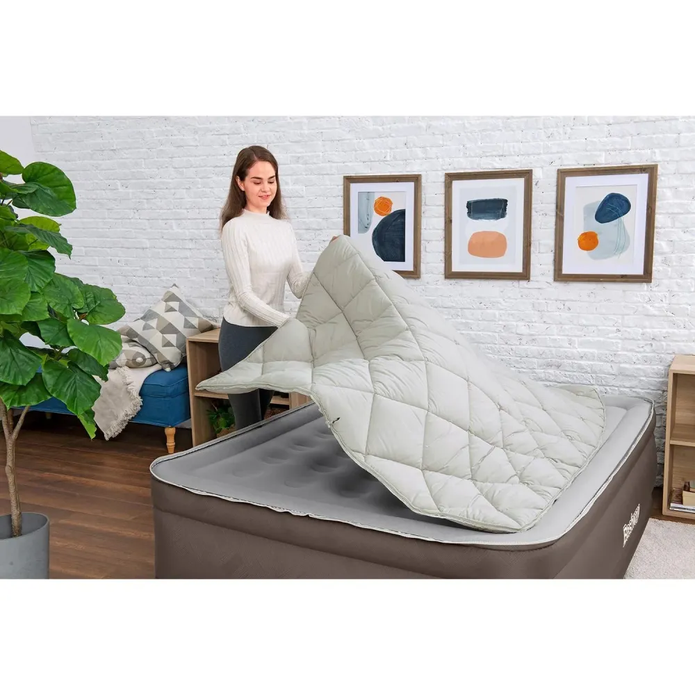 Bestway - Tough Guard/Fortech Materasso gonfiabile con copertura con cerniera e pompa elettrica integrata