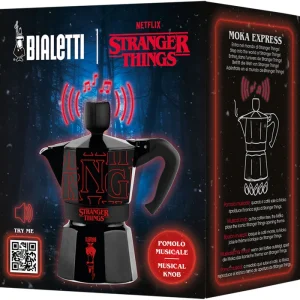 Bialetti - Moka Express Musicale 3 Tazze Stranger Things Ricarica Usb-C 130ml