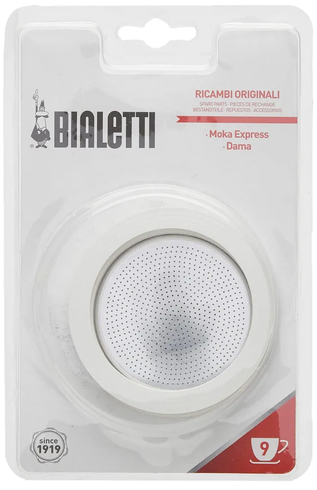 Bialetti ricambi Moka Express - Dama 9 tazze- 1 piastrina + 3 guarnizioni