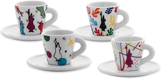 Bialetti - Set 4 Tazzine con Piattino Arte