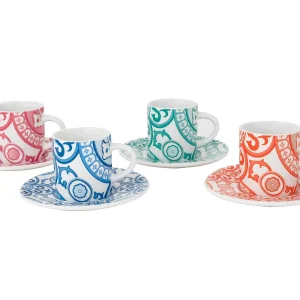 Bialetti - Set 4 Tazzine Multicolor con Piattino