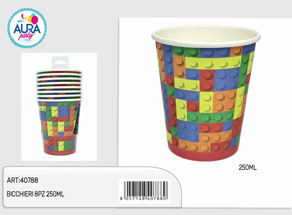 bicchieri block 250ml multicolore 8pz