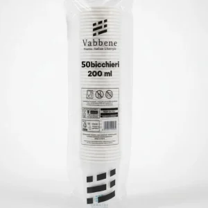 Bicchieri Carta Vabbene (50 pz) | 200ml - Adatti al Microonde | Monouso Ecologici Made Italy