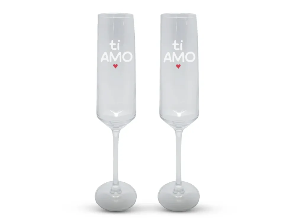 Bicchieri champagne ti amo set da 2 bicchieri