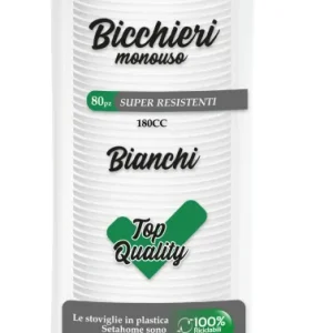 BICCHIERI MONOUSO BIANCHI 180CC CF 80PZ