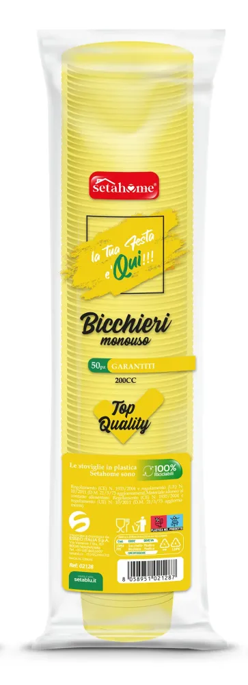 BICCHIERI MONOUSO GIALLI 200CC CF 50PZ