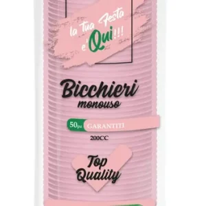 BICCHIERI MONOUSO ROSA 200CC CF 50PZ