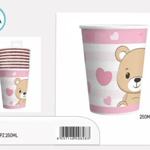 bicchieri orsetto 250ml rosa 8pz