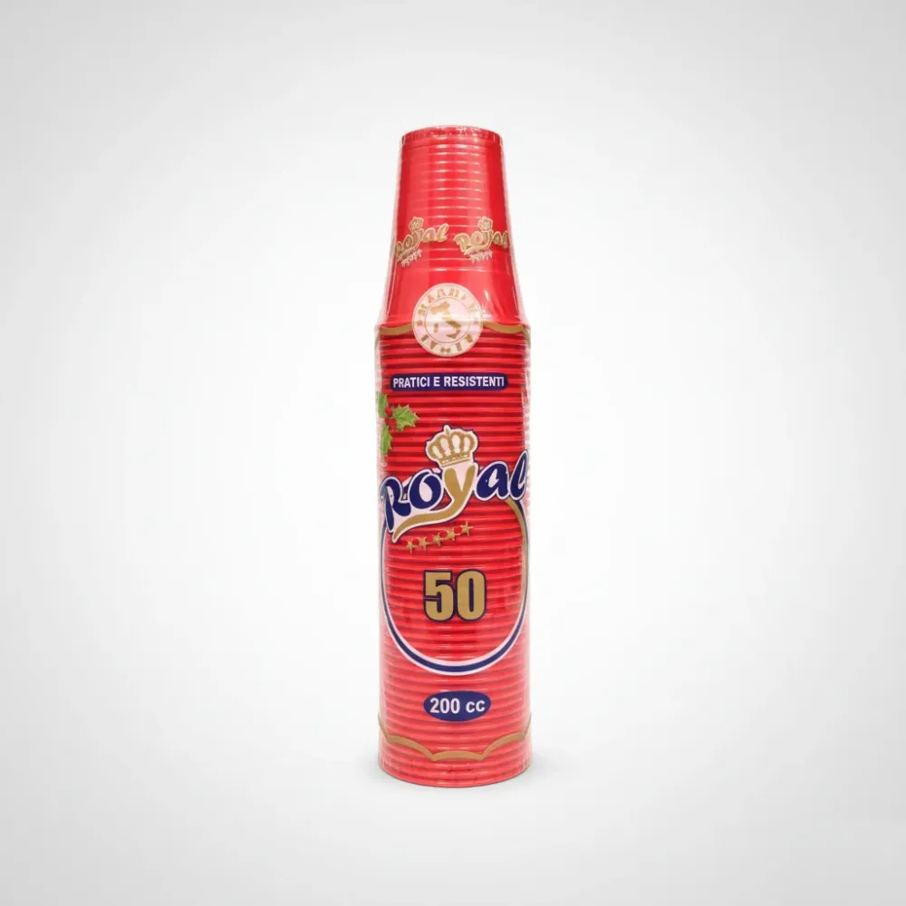 Bicchieri Plastica Rossi Major Royal 200cc – 50 Pezzi – Resistenti, Ideali Acqua, e Feste