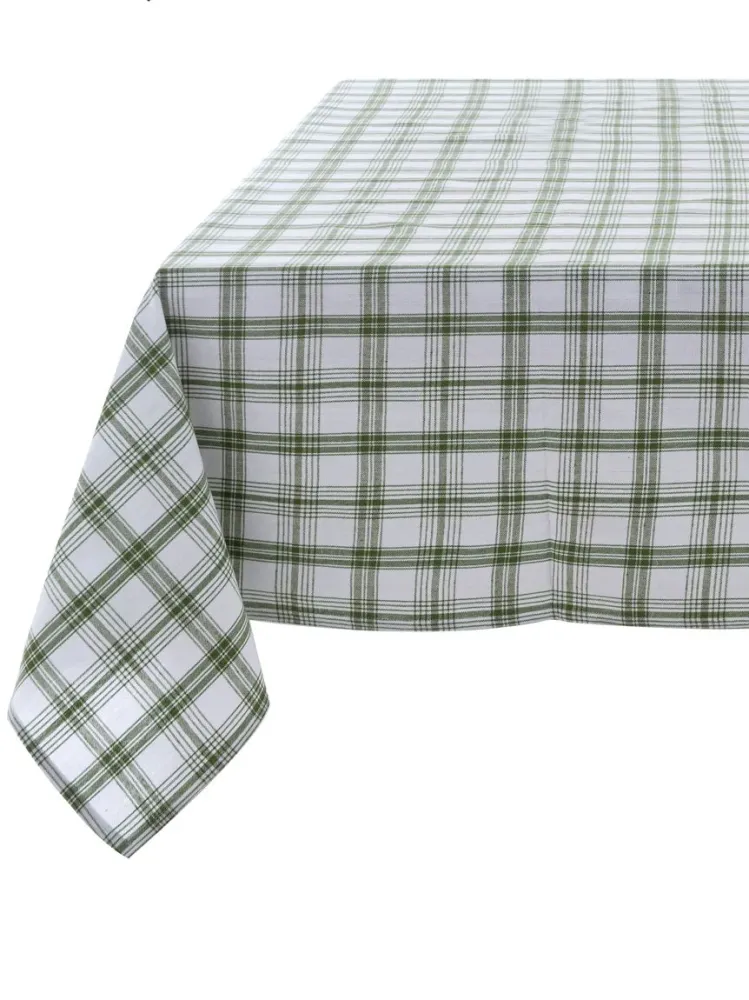 Blanc Mariclo tovaglia serie Osteria Chic variante madras verde cm.140x180
