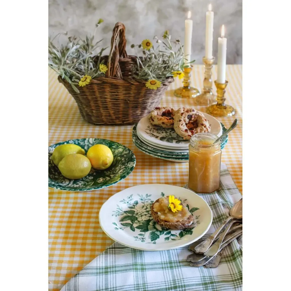 Blanc Mariclo tovaglia serie Osteria Chic variante vichy giallo cm.140x180