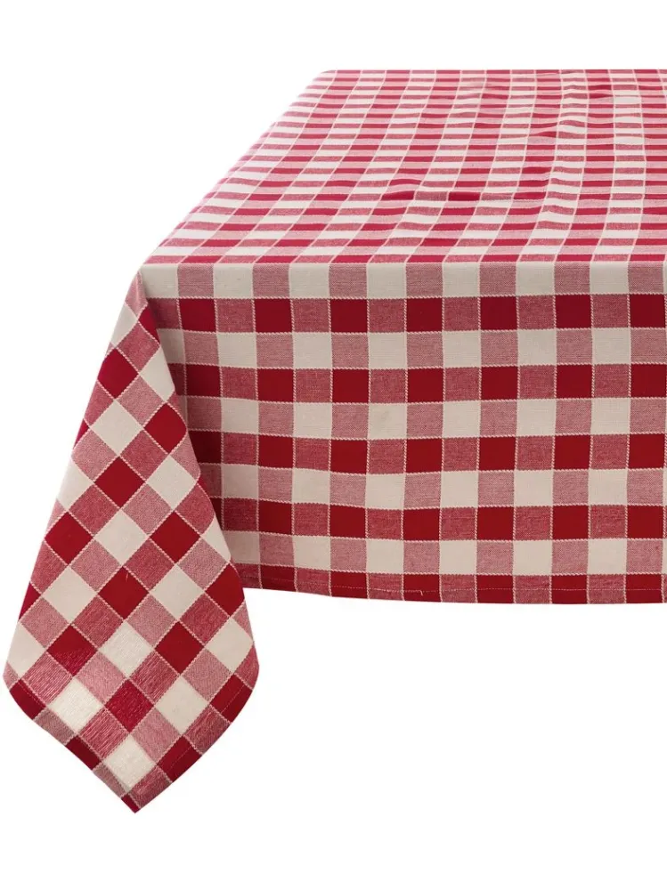 Blanc Mariclo tovaglia serie Osteria Chic variante vichy rosso cm.140x180
