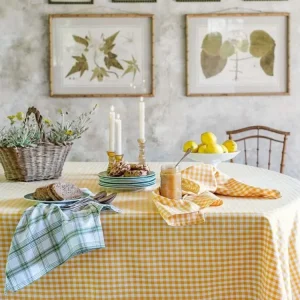 Blanc Mariclo tovaglia serie Osteria Chic variante vichy giallo cm.140x270