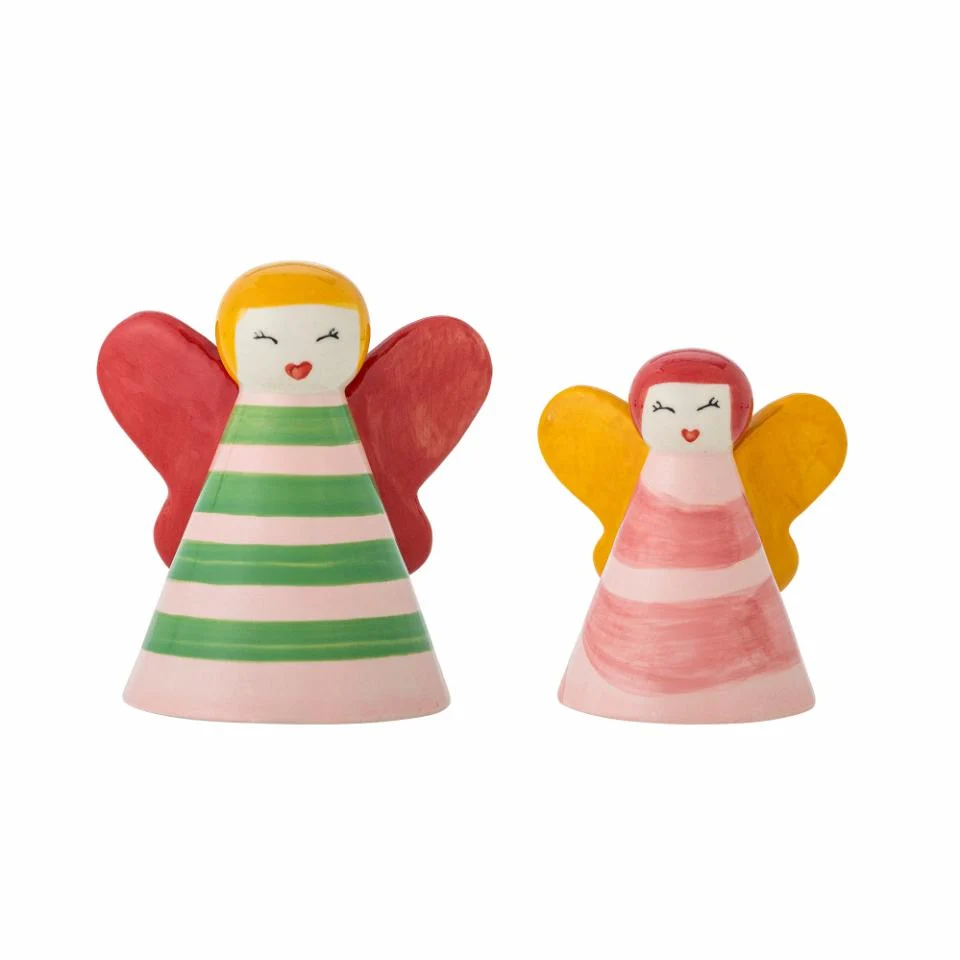 Bloomingville Caramella Deco – Set 2 angeli decorativi stoneware rosa