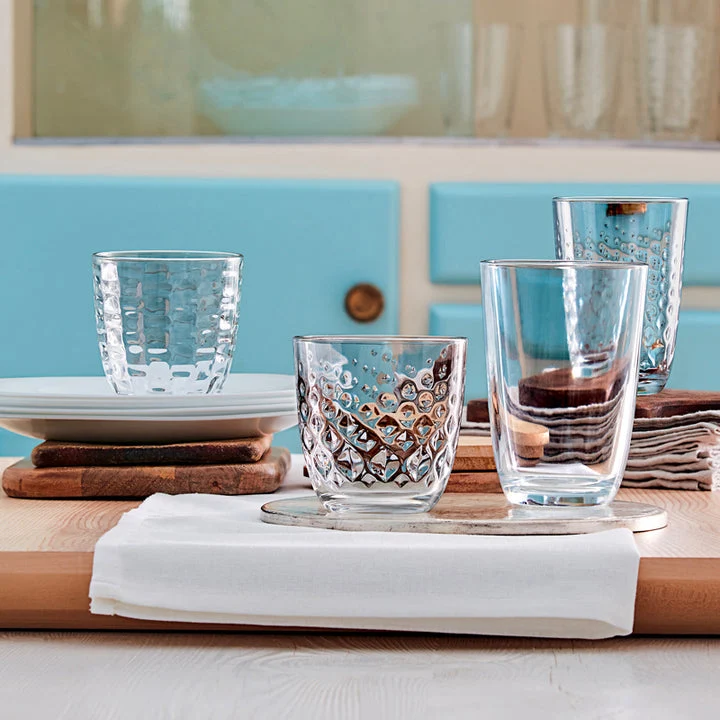 Bormioli Glit - Set 6 Bicchieri Acqua 29,5 cl Vetro - Design Antiscivolo e Lavabile Lavastoviglie