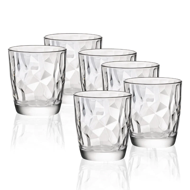 Bormioli Rocco Diamond - Set 3 Bicchieri Acqua 30cl - Vetro Trasparente con Effetto Diamante - Made Italy