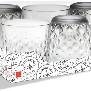 Bormioli Rocco GLIT Set 6 Bicchieri Vetro 29,3 cl | Bicchieri Acqua e Soft Drink con Decorazione Rilievo | Design Elegante...
