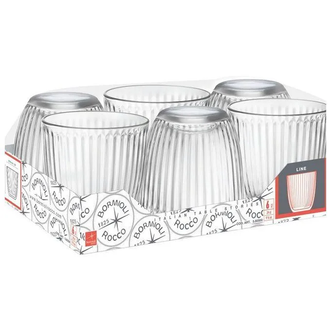 Bormioli Rocco Line Set 6 Bicchieri Acqua 29 cl – Trasparente – Design Vintage Anni '50