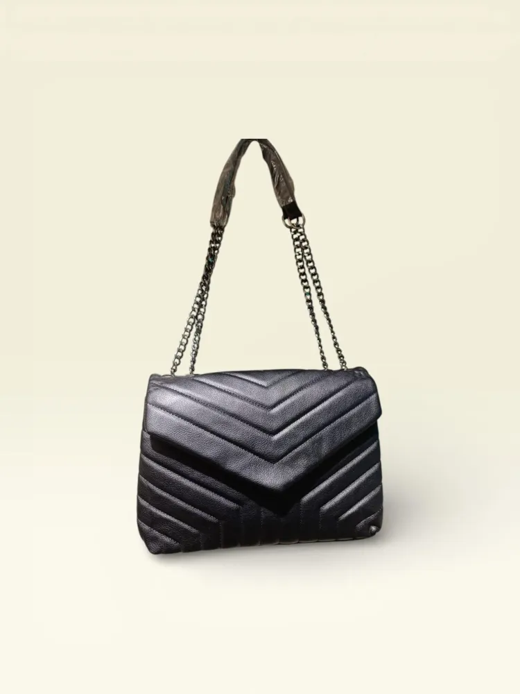 Borsa SARAH V1 Pelle Artificiale Nero con Tracolla Catena Elegante e Versatile per Ogni Occasione con Ampio Spazio Interno...