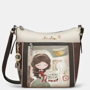 Borsa tracolla Anekke con tasca frontale con zip e dettagli decorativi