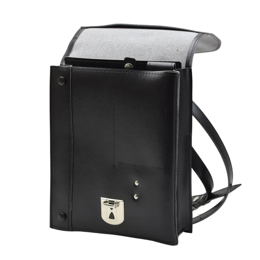 Borsa tracolla originale della polizia cecoslovacca documenti pelle artificiale nera