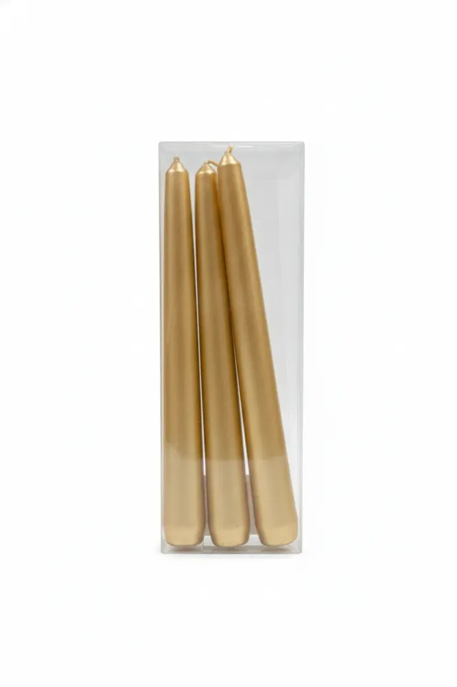 Briantina Candele CONICHE ORO 20 cm | Candele Decorative Senza Profumo per Atmosfera & Eventi | Colore Metallico Oro | Con...