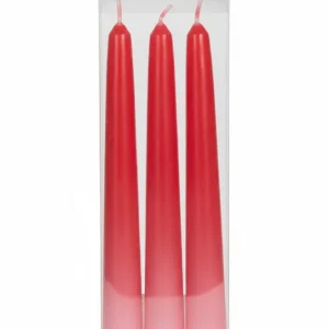 Briantina Candele CONICHE ROSSE 20 cm (3 Pezzi) | Candele Decorative Senza Profumo per Atmosfera & Eventi | Colore Bicolor...