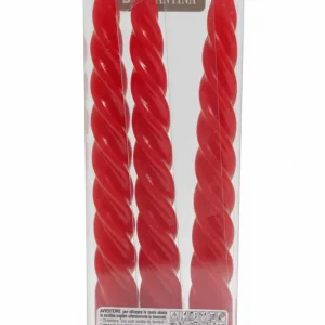 Briantina Candele TORTIGLIONE Rosse 20 cm (3 Pezzi) | Candele Decorative Spirale Senza Profumo per Centrotavola & Atmosfer...