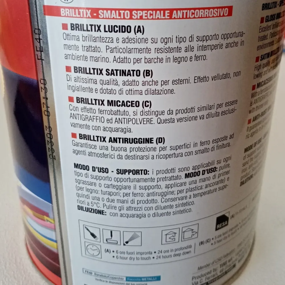 Brilltix 750ml smalto lucido base solvente colore grigio antracite diretto su ruggine