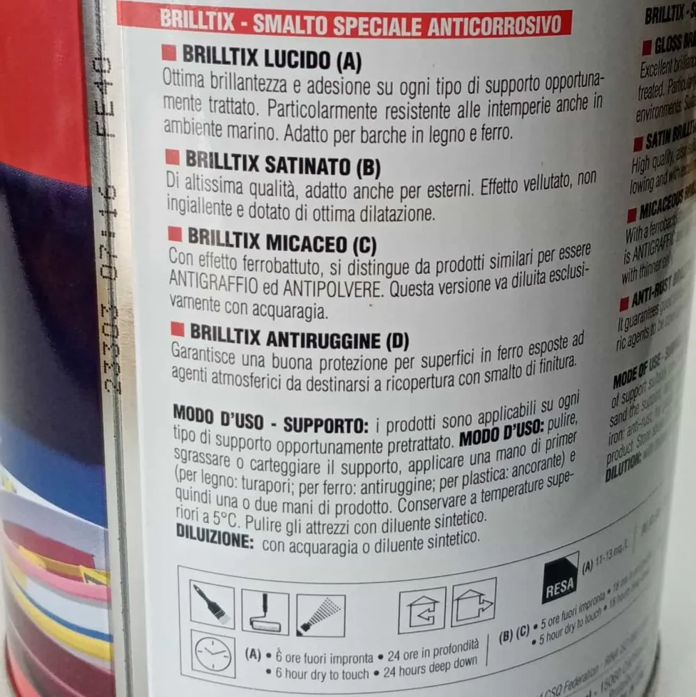 Brilltix 750ml smalto micaceo base solvente colore grigio ghisa diretto su ruggine