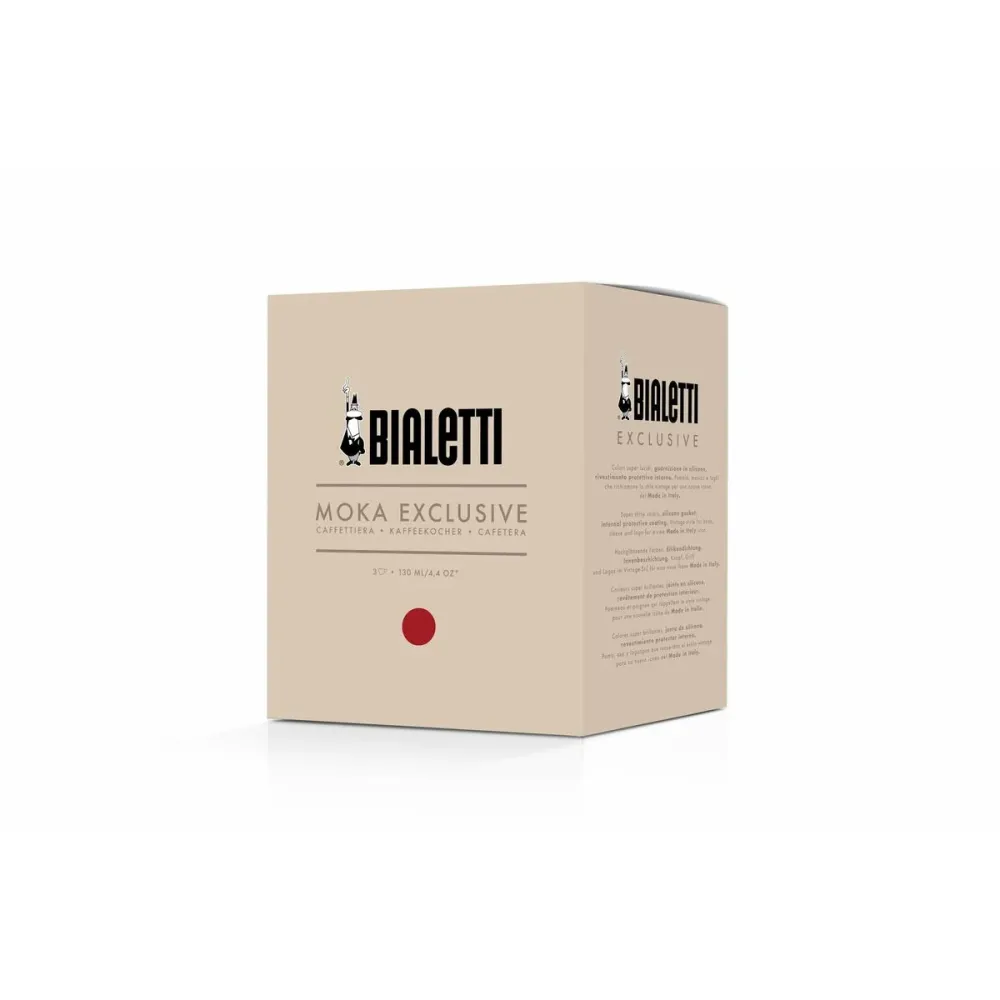 Caffettiera Italiana Bialetti MOKA EXCLUSIVE Rosso Alluminio 3 Tazze