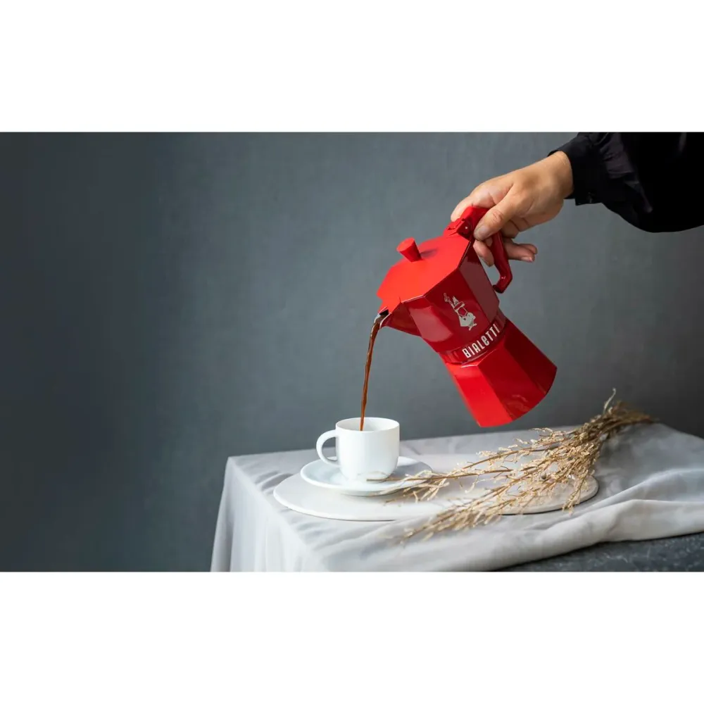 Caffettiera Italiana Bialetti MOKA EXCLUSIVE Rosso Alluminio 3 Tazze