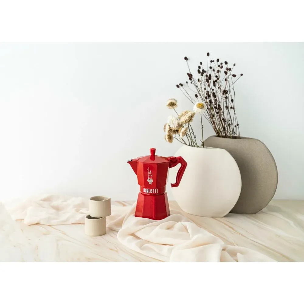 Caffettiera Italiana Bialetti MOKA EXCLUSIVE Rosso Alluminio 3 Tazze