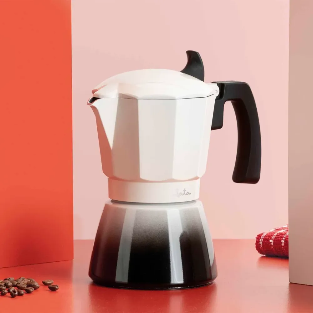 Caffettiera Italiana JATA HCAF2406 Crema Alluminio 6 Tazze
