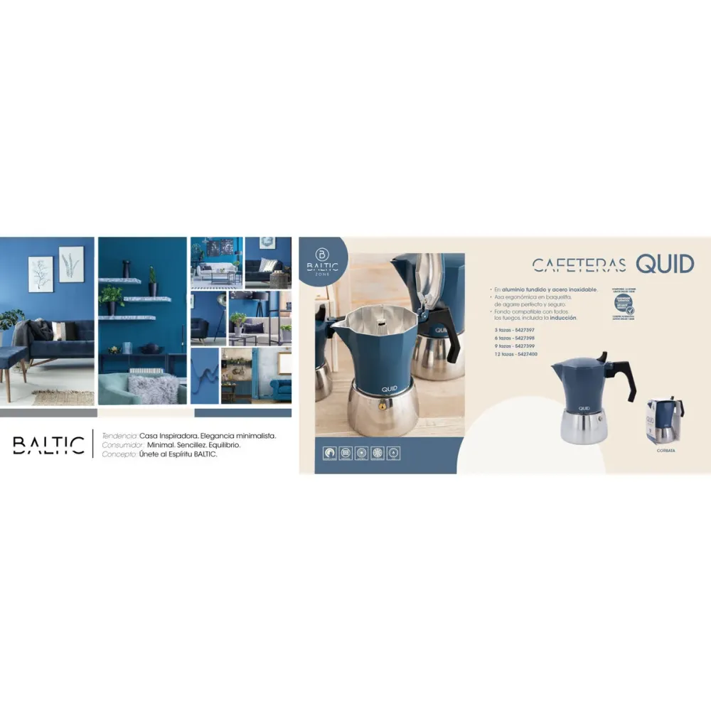 Caffettiera Italiana Quid Baltic Bianco Metallo 9 Tazze (6 Unità)