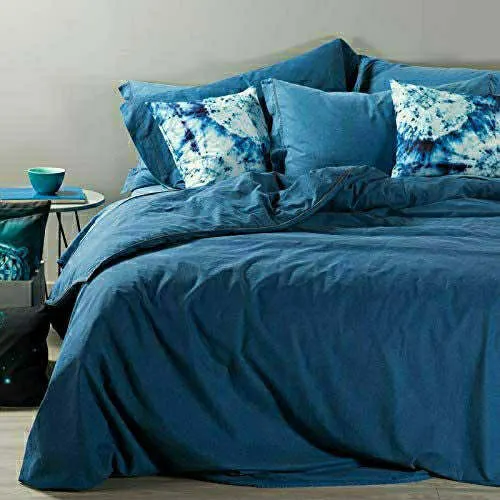 Caleffi Lenzuolo Cotone Jeans Blu Matrimoniale