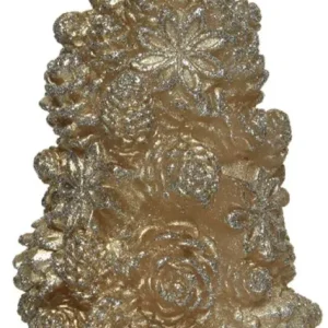 Candela forma di Albero decorativa cera con Glitter color Champagne