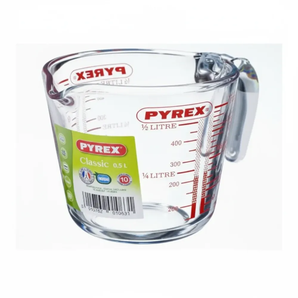 Caraffa Graduata PYREX CLASSIC 0,5 Litri | Misurino Vetro Trasparente | Lavabile Lavastoviglie