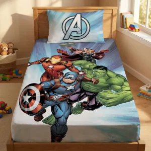 Carillo Parure Lenzuolo Piazzato 100% cotone 180x290 Avengers – 1 Piazza e Mezza con 1 Federa