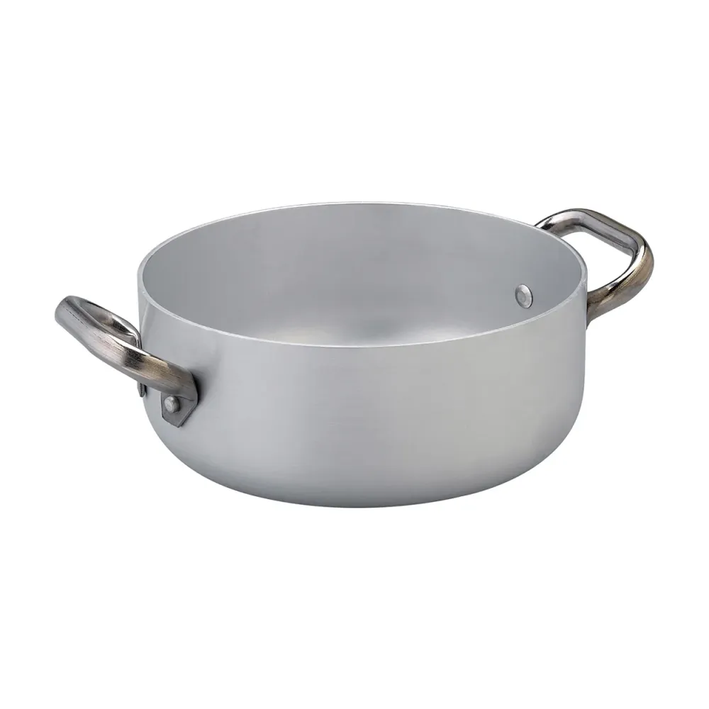 Casseruola Bassa Alluminio 3mm Cm.24 2 Maniglie Fondo Induzione 8mm