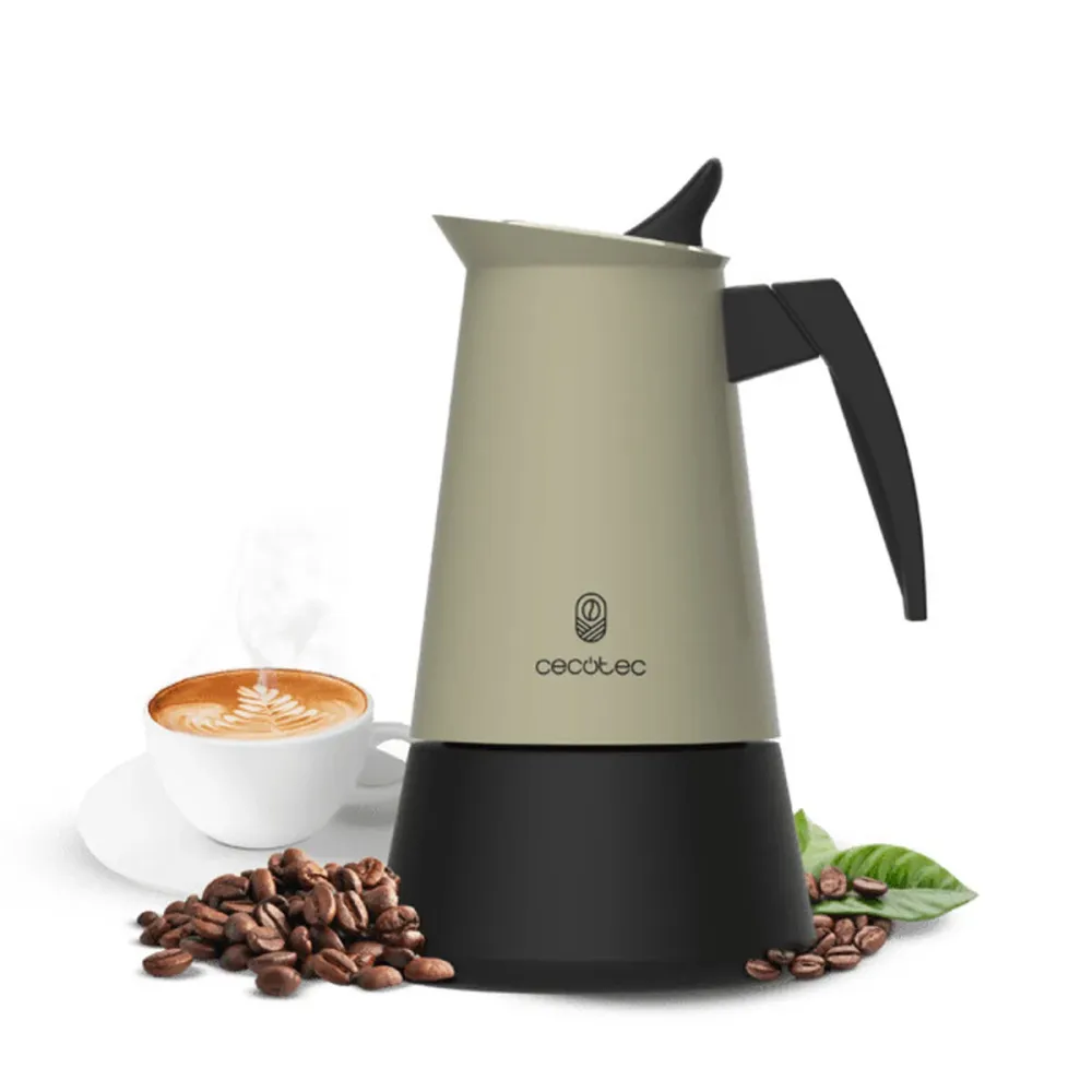 Cecotec Caffettiera Italiana Piccolina 400 4 Tazze 200ml Acciaio Inox Verde