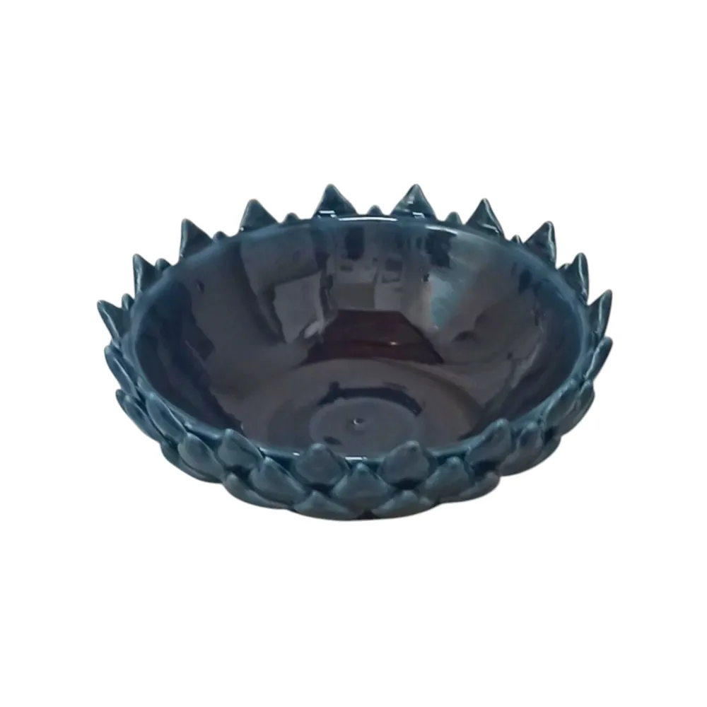Centrotavola Acanto 22cm Ceramica Siciliana di Caltagirone Blu Cobalto