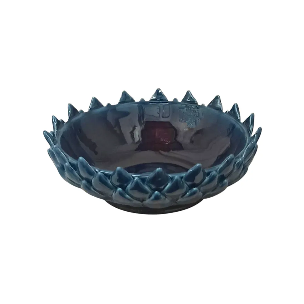 Centrotavola Acanto 22cm Ceramica Siciliana di Caltagirone Blu Cobalto