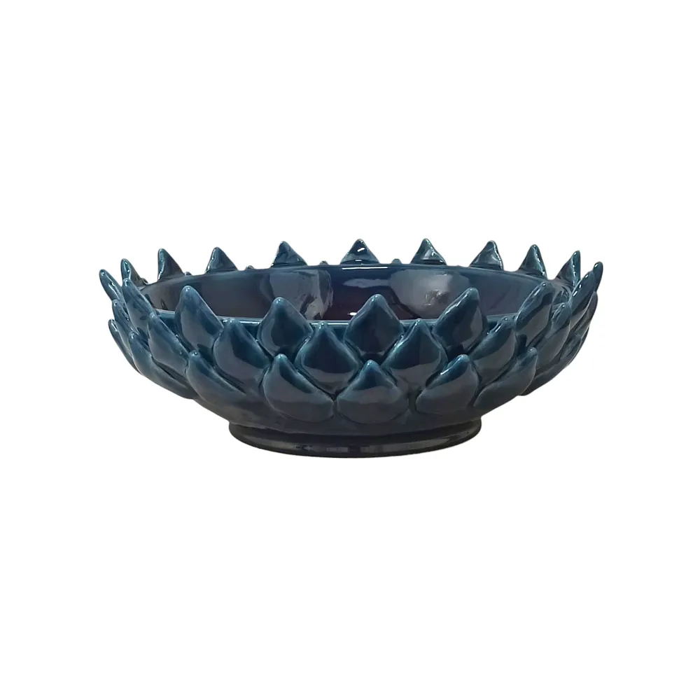 Centrotavola Acanto 22cm Ceramica Siciliana di Caltagirone Blu Cobalto