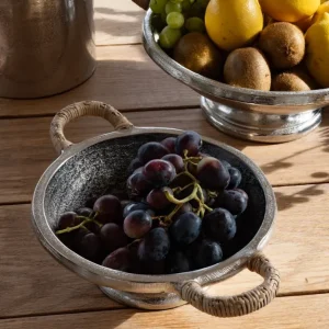 Centrotavola Argento Con Piccoli Manici Rattan