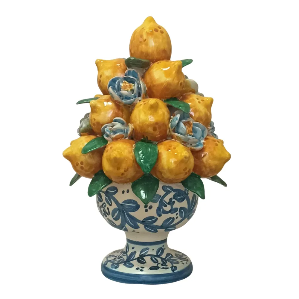 Centrotavola ''Cesto Limoni'' Maiolica Siciliana di Caltagirone