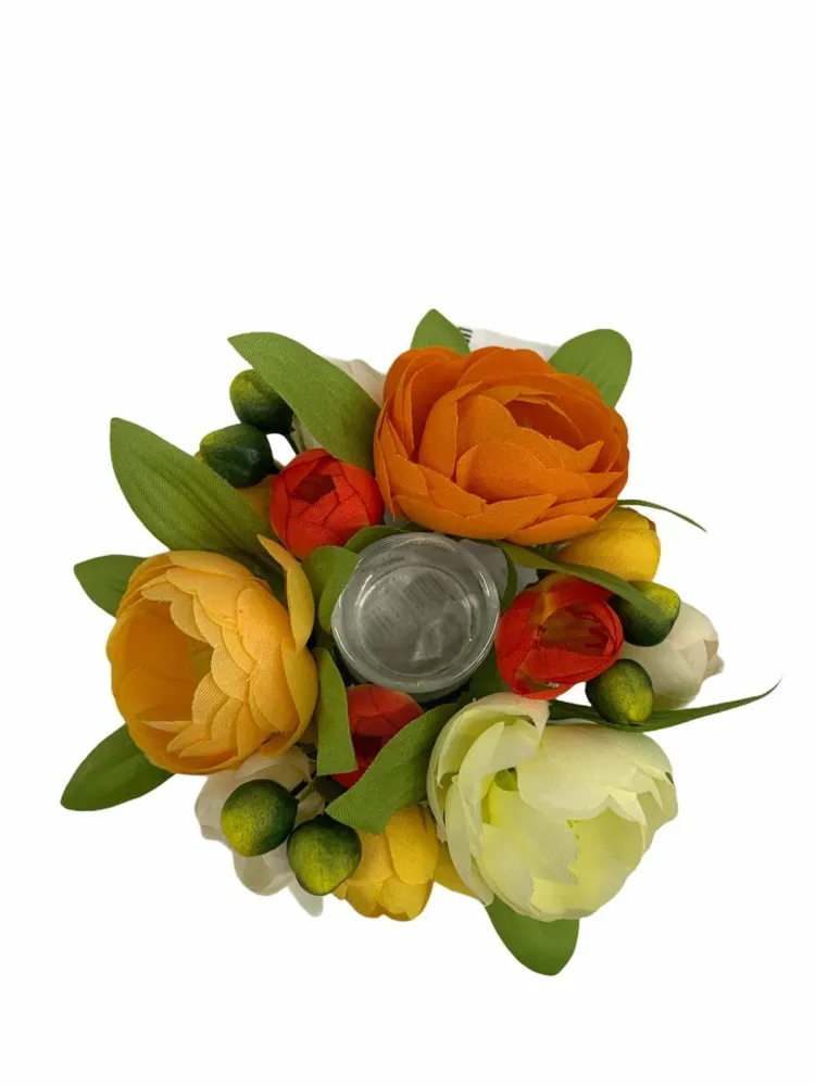 Centrotavola corona ranuncolo decorazione girocandela colori assortiti ø 12 cm
