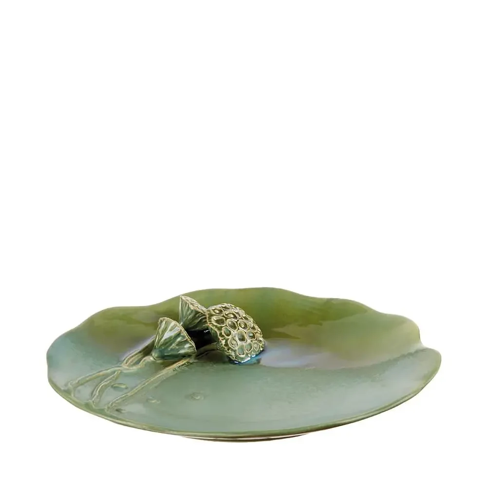 Centrotavola Gres Verde Rilievo Floreale Ethno Chic | L'Oca Nera