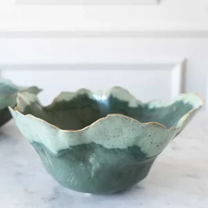 Centrotavola Irregolare Porcellana Verde 20 Cm